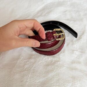 Unbranded Women's Burgundy and Red Genuine Snake Skin Belt S